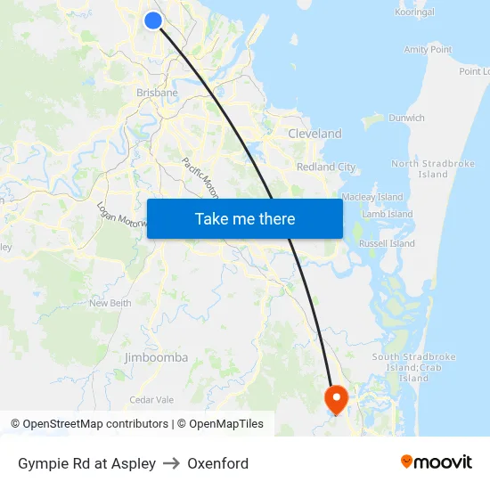 Gympie Rd at Aspley to Oxenford map