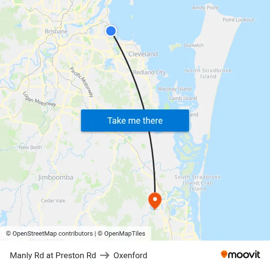 Manly Rd at Preston Rd to Oxenford map