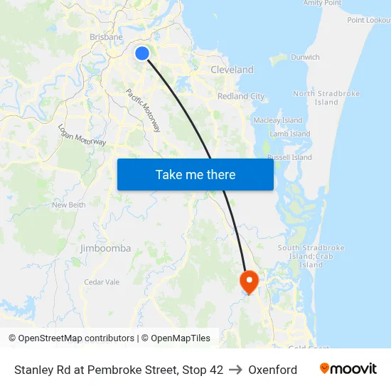 Stanley Rd at Pembroke Street, Stop 42 to Oxenford map