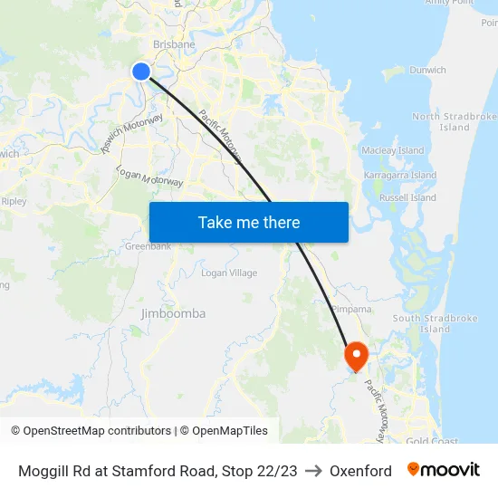 Moggill Rd at Stamford Road, Stop 22/23 to Oxenford map