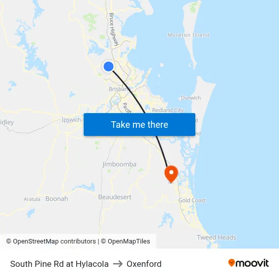 South Pine Rd at Hylacola to Oxenford map