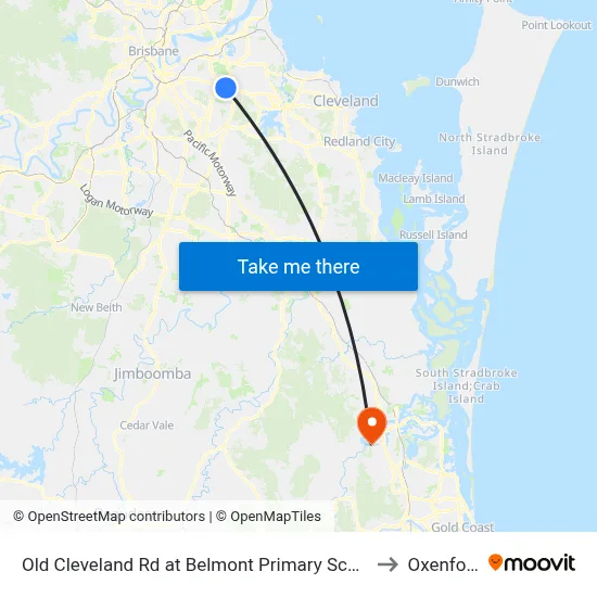 Old Cleveland Rd at Belmont Primary School to Oxenford map