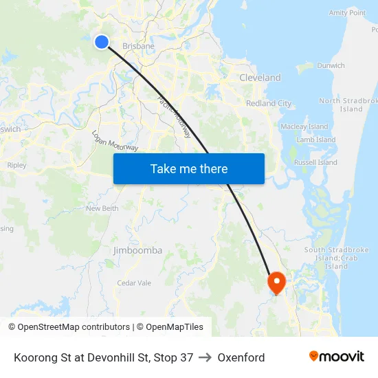 Koorong St at Devonhill St, Stop 37 to Oxenford map