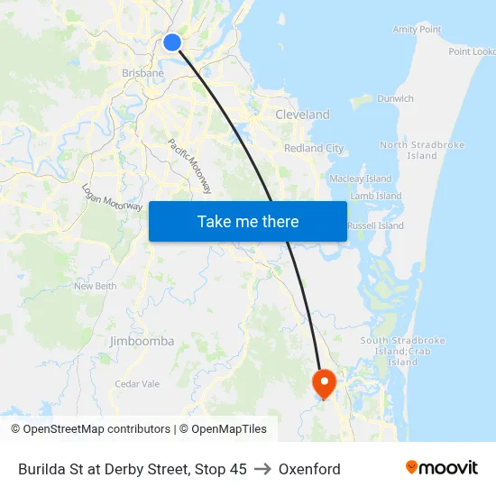 Burilda St at Derby Street, Stop 45 to Oxenford map
