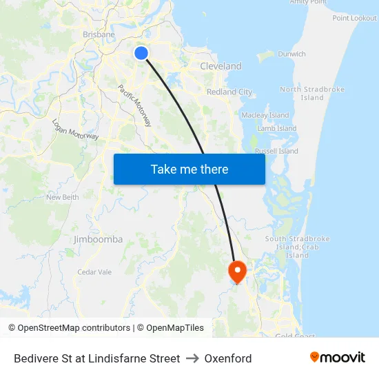 Bedivere St at Lindisfarne Street to Oxenford map