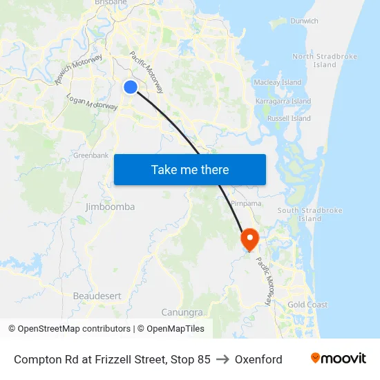 Compton Rd at Frizzell Street, Stop 85 to Oxenford map