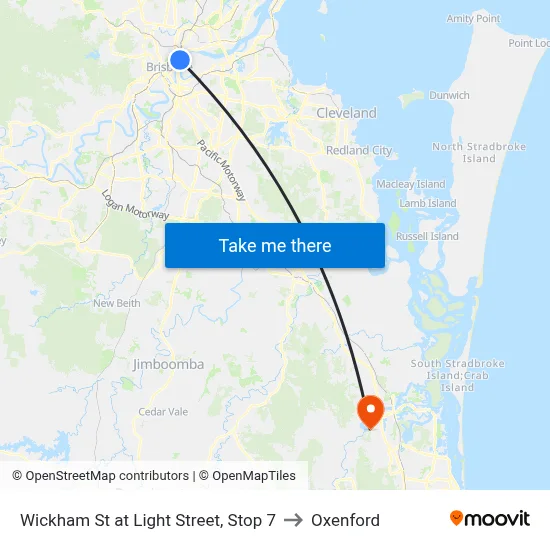 Wickham St at Light Street, Stop 7 to Oxenford map