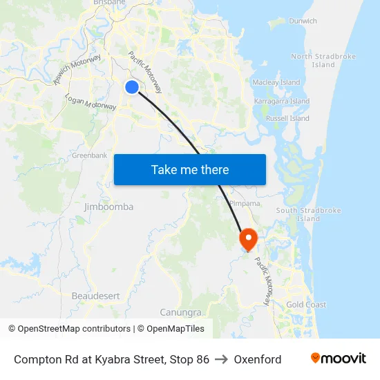 Compton Rd at Kyabra Street, Stop 86 to Oxenford map