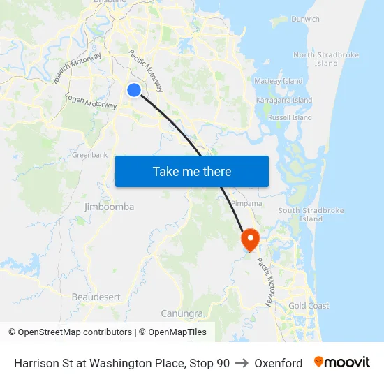Harrison St at Washington Place, Stop 90 to Oxenford map