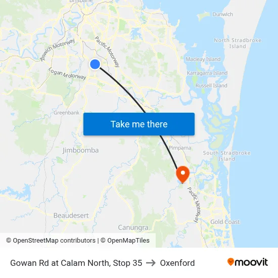 Gowan Rd at Calam North, Stop 35 to Oxenford map