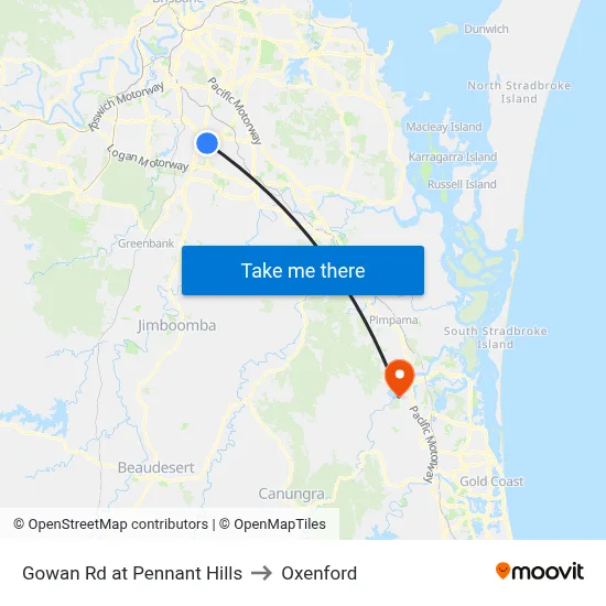 Gowan Rd at Pennant Hills to Oxenford map