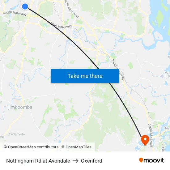 Nottingham Rd at Avondale to Oxenford map