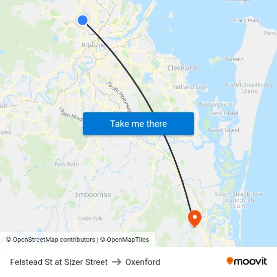 Felstead St at Sizer Street to Oxenford map