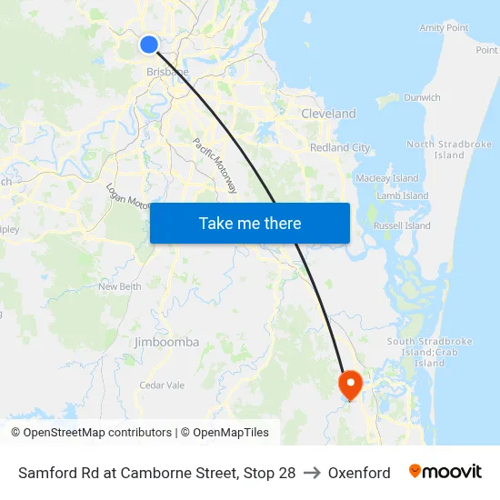 Samford Rd at Camborne Street, Stop 28 to Oxenford map