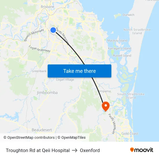 Troughton Rd at Qeii Hospital to Oxenford map