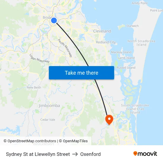 Sydney St at Llewellyn Street to Oxenford map