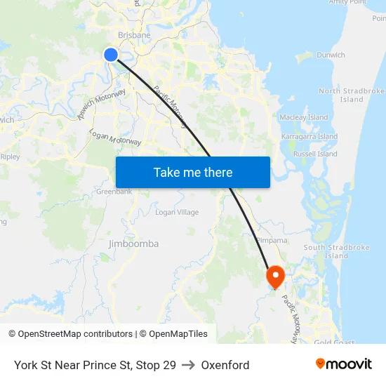 York St Near Prince St, Stop 29 to Oxenford map