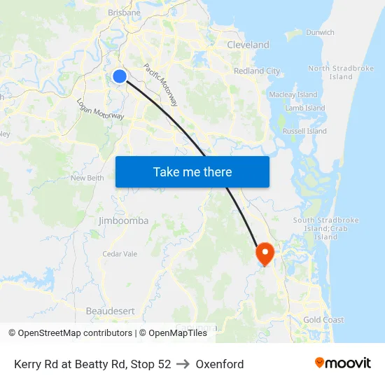 Kerry Rd at Beatty Rd, Stop 52 to Oxenford map