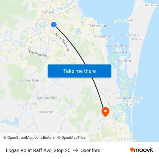 Logan Rd at Raff Ave, Stop 25 to Oxenford map