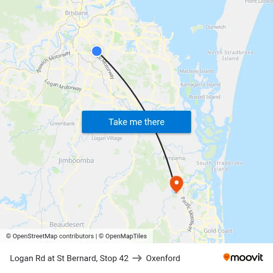Logan Rd at St Bernard, Stop 42 to Oxenford map