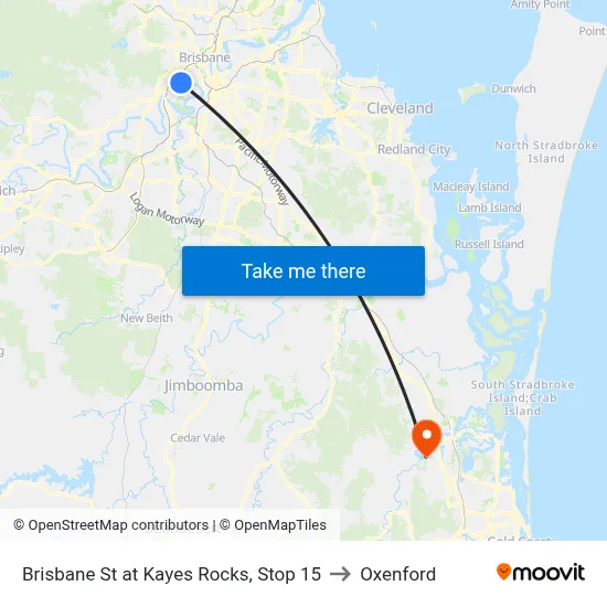 Brisbane St at Kayes Rocks, Stop 15 to Oxenford map