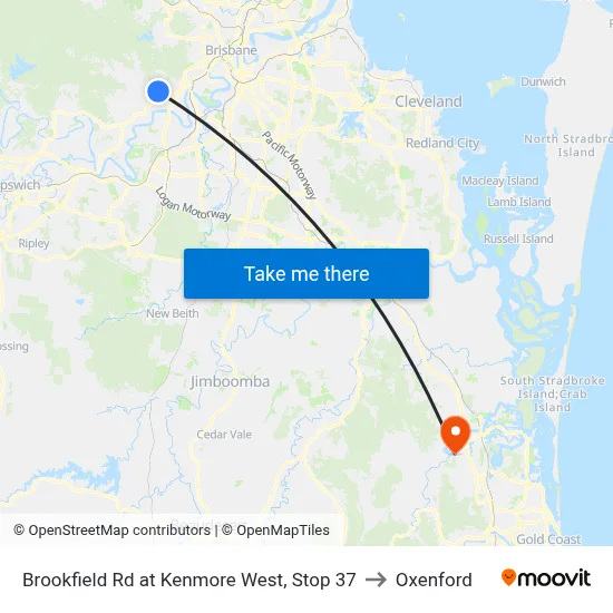 Brookfield Rd at Kenmore West, Stop 37 to Oxenford map