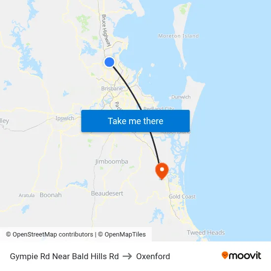 Gympie Rd Near Bald Hills Rd to Oxenford map