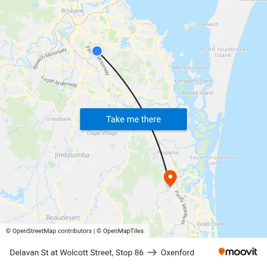 Delavan St at Wolcott Street, Stop 86 to Oxenford map