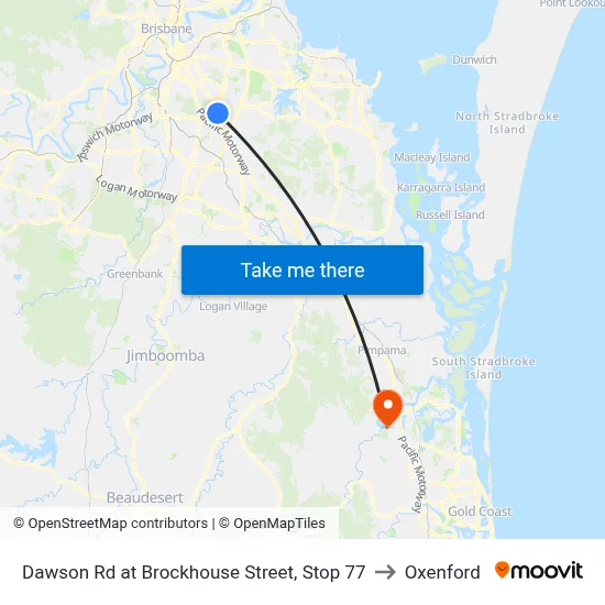 Dawson Rd at Brockhouse Street, Stop 77 to Oxenford map