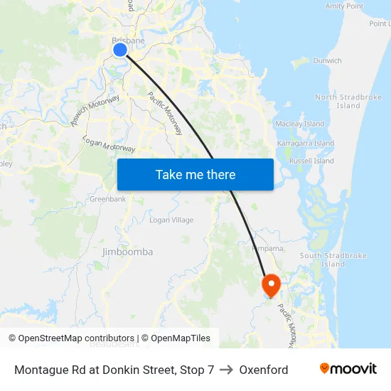 Montague Rd at Donkin Street, Stop 7 to Oxenford map