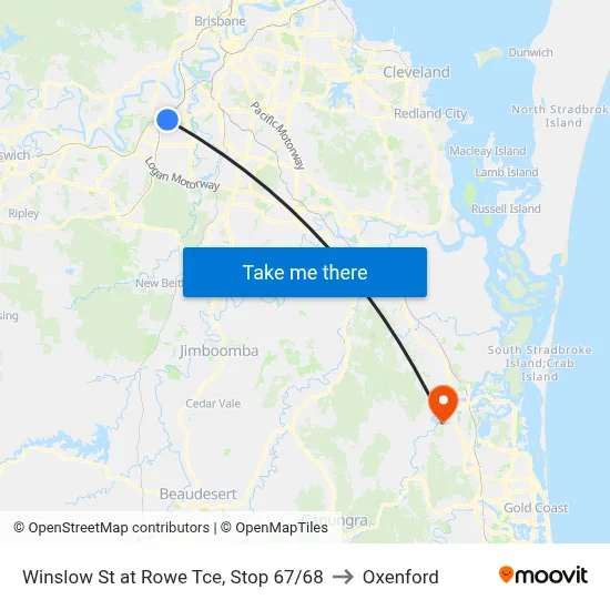 Winslow St at Rowe Tce, Stop 67/68 to Oxenford map