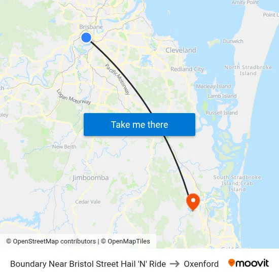 Boundary Near Bristol Street Hail 'N' Ride to Oxenford map