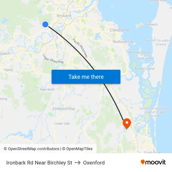 Ironbark Rd Near Birchley St to Oxenford map