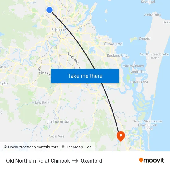 Old Northern Rd at Chinook to Oxenford map