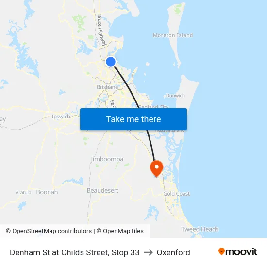 Denham St at Childs Street, Stop 33 to Oxenford map