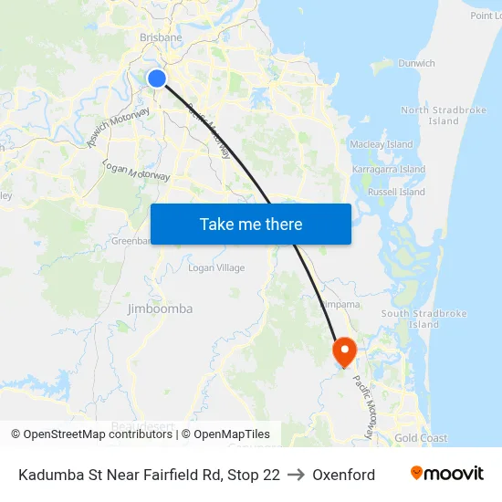 Kadumba St Near Fairfield Rd, Stop 22 to Oxenford map