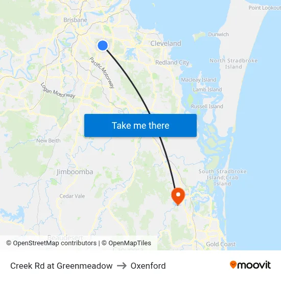 Creek Rd at Greenmeadow to Oxenford map