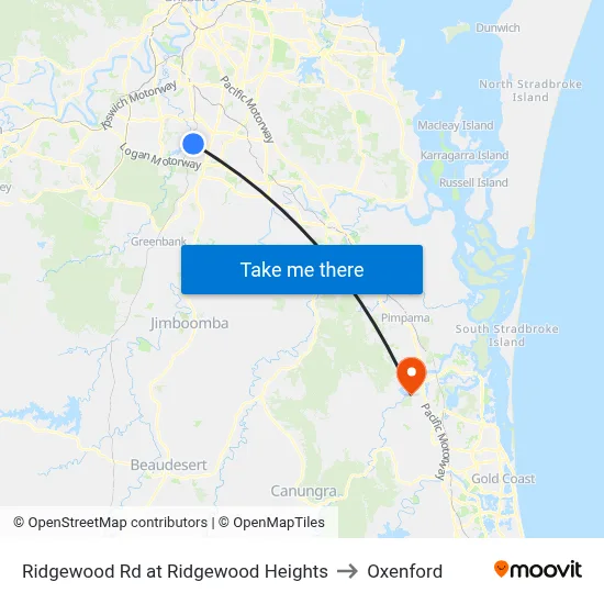 Ridgewood Rd at Ridgewood Heights to Oxenford map