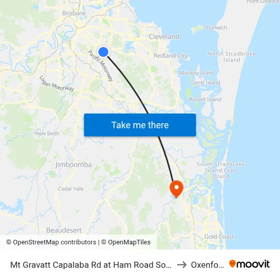 Mt Gravatt Capalaba Rd at Ham Road South to Oxenford map