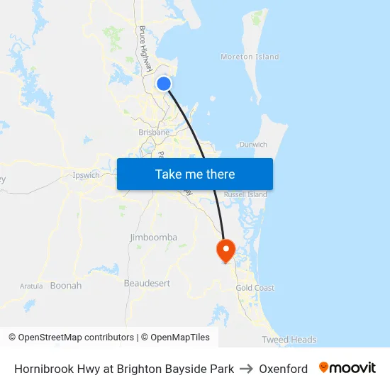 Hornibrook Hwy at Brighton Bayside Park to Oxenford map