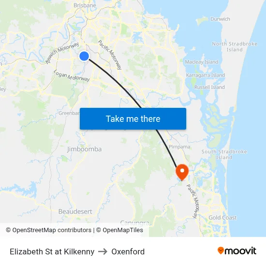 Elizabeth St at Kilkenny to Oxenford map