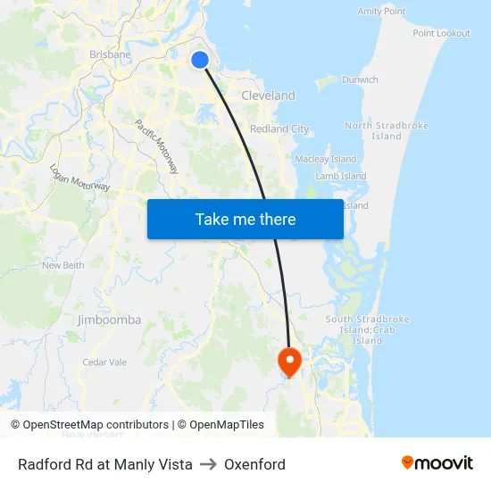 Radford Rd at Manly Vista to Oxenford map