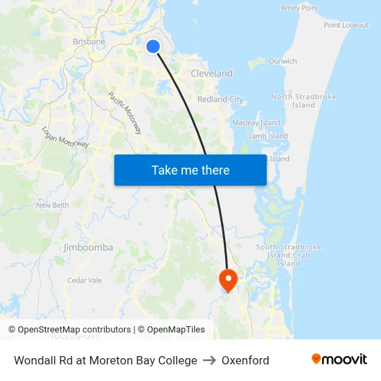 Wondall Rd at Moreton Bay College to Oxenford map