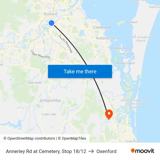 Annerley Rd at Cemetery, Stop 18/12 to Oxenford map