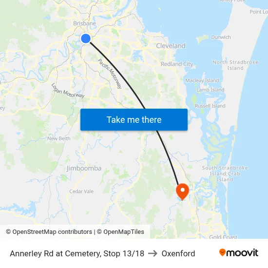 Annerley Rd at Cemetery, Stop 13/18 to Oxenford map