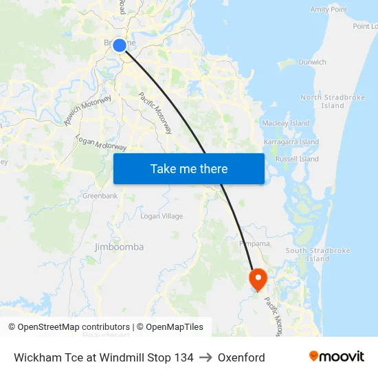 Wickham Tce at Windmill Stop 134 to Oxenford map