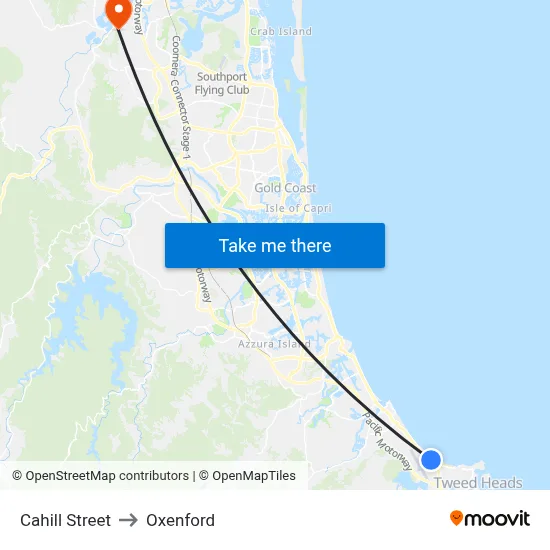 Cahill Street to Oxenford map