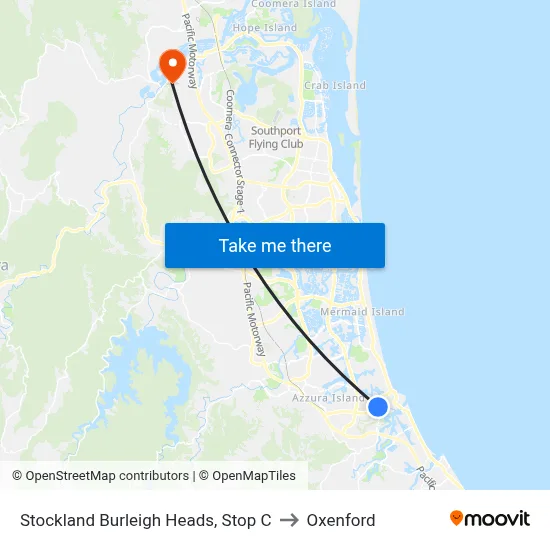 Stockland Burleigh Heads, Stop C to Oxenford map