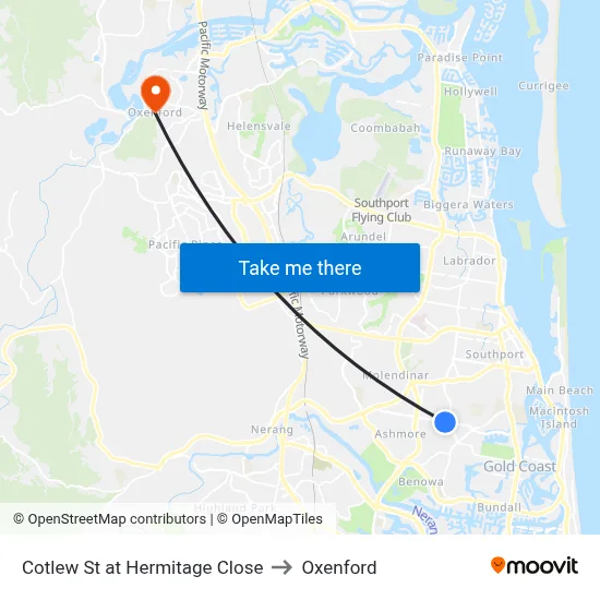 Cotlew St at Hermitage Close to Oxenford map