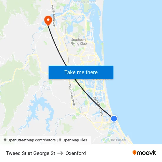 Tweed St at George St to Oxenford map